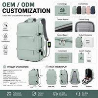 Sac à dos d'affaires grande capacité avec logo personnalisé pour hommes, sac pour ordinateur portable 15,6 pouces, sac à dos de voyage imperméable avec port de charge USB