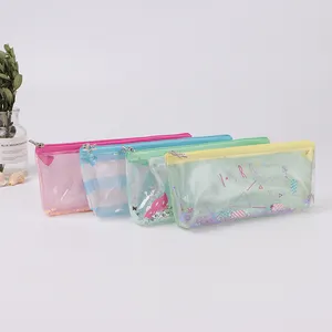 Factory Price Cheap Simple Design Multi-Function Stationery Case Colorful Transparent PVC Zipper Pencil Storage Bag