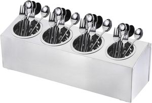 Durable 4-Grid Stainless Steel Utensil Organizer Commercial Flatware Stand - Product Image 2