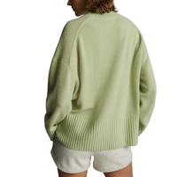 Pull tricoté décontracté à col montant et manches longues pour femme, couleur unie, avec logo personnalisé, vente en gros