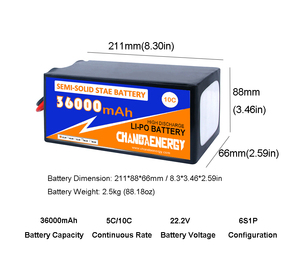 CHANDA 6S 22.2VLipo 배터리 세미 솔리드 스테이트 5C/10C FPV 드론 배터리 29500/30000/33000/36000/39000 시리즈 리튬 이온 팩 - Product Image 5