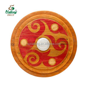 Cổ Điển Viking Thời Trung Cổ Bằng Gỗ Lá Chắn Trong Vòng Thiết Kế Mộc Mạc Gỗ Thông Thủ Công Với Vẽ Tay Kỹ Thuật - Product Image 5