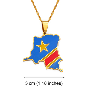 Collar con Colgante <span class=keywords><strong>de</strong></span> <span class=keywords><strong>la</strong></span> Bandera <span class=keywords><strong>de</strong></span> <span class=keywords><strong>la</strong></span> <span class=keywords><strong>República</strong></span> Democrática <span class=keywords><strong>del</strong></span> <span class=keywords><strong>Congo</strong></span>, Joyería Étnica <span class=keywords><strong>de</strong></span> Moda en Acero Inoxidable con Diseño <span class=keywords><strong>de</strong></span> <span class=keywords><strong>Mapa</strong></span> Colorido, Aniversario <span class=keywords><strong>de</strong></span> Kinshasa - Product Image 3