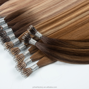 Nano <b>Ring</b> Hair Extensions Russian Cuticle Aligned One Donor Pre Bonded Keratin Italy Glue Human Hair Extension Supplier - Product Image 1