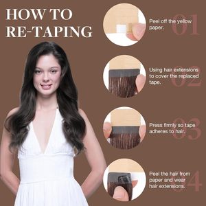 Extensiones de Cabello Adhesivas de Cabello Humano 2A Marrón <span class=keywords><strong>Claro</strong></span> 18 Pulgadas 50g 20 Piezas Trama de Piel Remy Puntas Gruesas Liso Sedoso China - Product Image 2