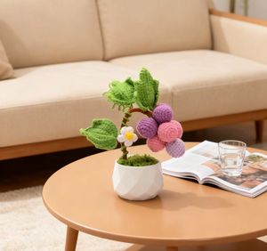 Pianta di Vite in Vaso, Fiori Artificiali per un Ambiente Accogliente, Bouquet all'Uncinetto in Puro Cotone, Fiori Artificiali con un Significato Profondo - Product Image 4