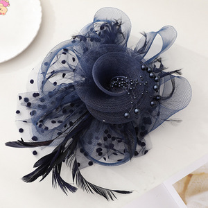 Go Party Wedding Party Plumes Filet Voile Maille Fleur Bandeau Femmes Coiffe de Mariée Fantaisie Pince à Cheveux - Product Image 5