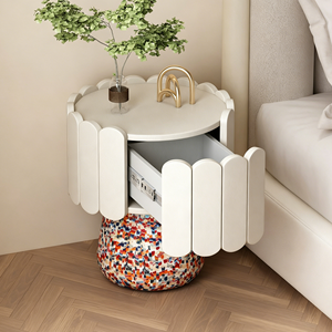 French Cream Style Luxury Solid Wood Nightstand Creative Design Bedroom <strong>Storage</strong> <strong>End</strong> <strong>Table</strong> - Product Image 5