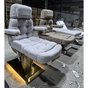 Vẻ đẹp hiện đại Lamb Fleece vải Salon mặt mỹ phẩm giường sang trọng động cơ 3/4 điện chân điều khiển massage bảng với ánh sáng - Product Image 2