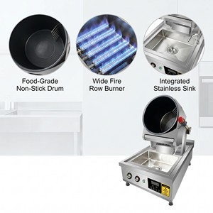 Máquina Comercial para Saltear Alimentos en Tambor de Gas con Fregadero y Rotación de 360° °   Wok Giratorio para Cocinas Móviles, Restaurantes y Servicios de Catering - Product Image 4