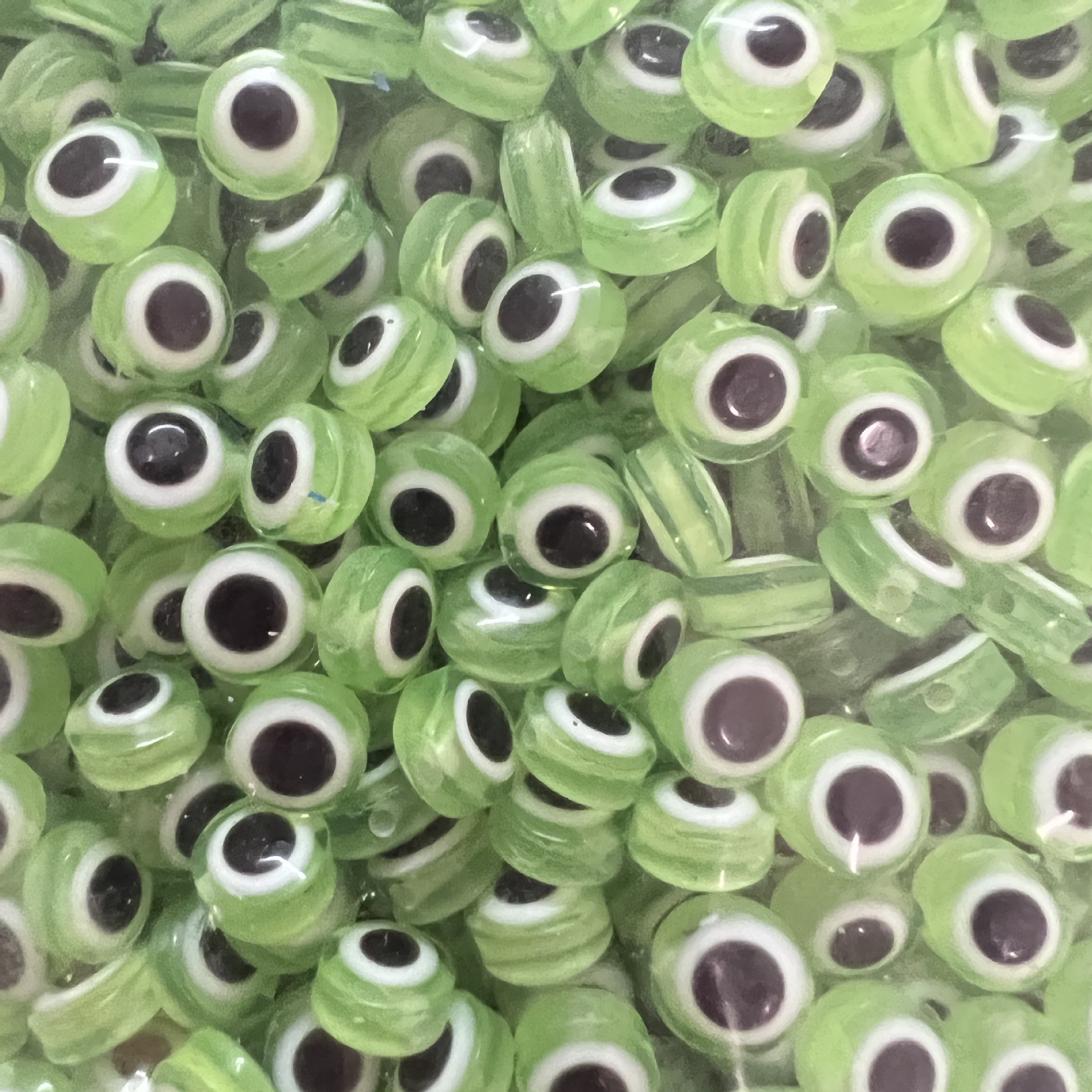 Light green flat beads, 8mm