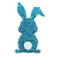 Pailletten konijnenpatch, strijkbaar paashaas dierenpailletten applicatie patch voor kleding jas hoodie tas stof DIY knutseldecoratie