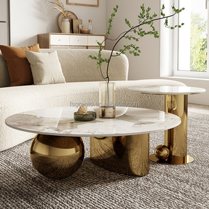 Juego de Mesa de <span class=keywords><strong>Centro</strong></span> y Mesas Auxiliares de Acero Inoxidable de Lujo para Sala de Estar, Muebles Modernos y Creativos de Diseño para Hotel - Product Image 5