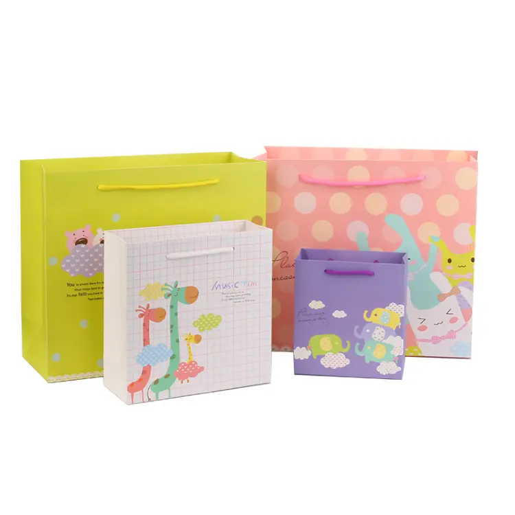 Индивидуальная упаковка для подарков на день рождения, сумка для покупок, бумажные детские бумажные пакеты с мультяшным принтом животных
