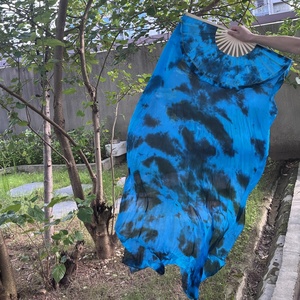 Ventaglio di seta di <span class=keywords><strong>danza</strong></span> del ventre veli fatti a mano colorati tinto in cravatta per donne che ballano spettacolo artistico - Product Image 6