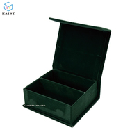 Boîte cadeau de chocolat/biscuit en velours vert foncé personnalisable avec fermeture magnétique, emballage de luxe pour bonbons et collations