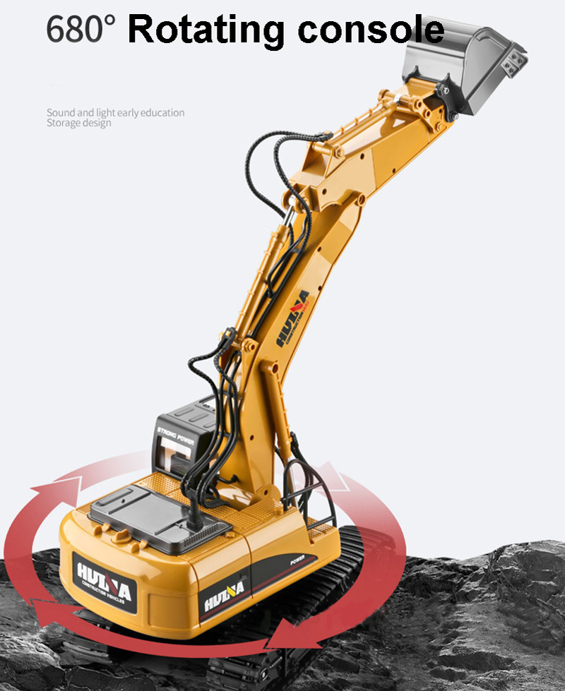 Huina 1535 Radio Control Excavator Digger Toy with Breaker Drill