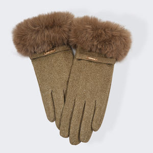 Produttore di Guanti Ingrosso in Pronta Consegna Guanti Invernali da Donna in Velluto con Polsini in Pelliccia Sintetica Guanti Riscaldati Invernali Carini e alla Moda - Product Image 3