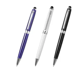 SHULI New luxury metal office stylus ball point pen black business metal touch screen pen with custom logo