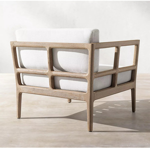 Servicio de una parada Muebles de exterior Sofá de jardín Silla de ocio de madera de teca maciza con cojín cómodo - Product Image 5