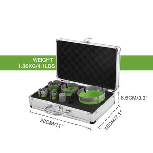 Kit de brocas de diamante de 25-100 mm con núcleo soldado al vacío para perforación de vidrio y azulejos, con eje integrado y punta piloto integrada - Product Image 4