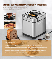 Máquina para Hacer Pan Eléctrica Alemana de 700W con Motor DC, Soporte para Pan Francés, Acero Inoxidable, 3 Ajustes de Crosta, Dispensadores Dobles, Báscula de Precisión
