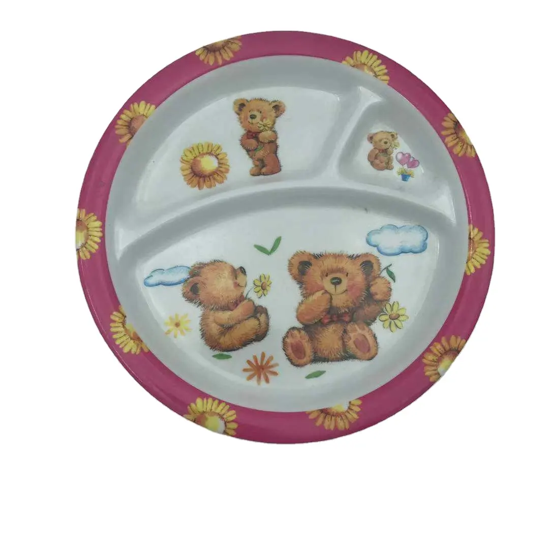 plastic carton kids divided plate 3 compartments customized melamine Christmas plate and dish melamine plates custom printing