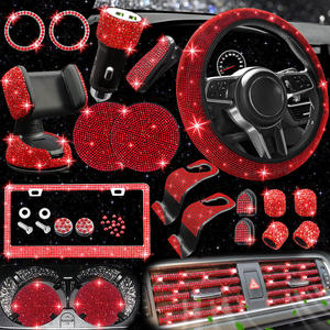 Cubierta de volante con incrustaciones de diamantes, cómoda, antideslizante, estilo americano, marco de matrícula de diamantes de imitación transfronterizo para coche - Product Image 4