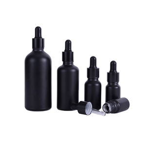 Nuevo Envase Cosmético Vacío de 10ml 15ml 20ml 30ml 50ml, Botella de Vidrio Negro Mate con Gotero para Aceites Esenciales - Product Image 2