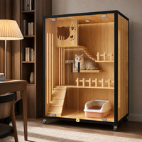 Vente en gros de villa pour chat moderne de luxe en bois massif, maisonnette d'intérieur pour animaux, cage, structure d'escalade, respirante, imperméable, chaude, plusieurs tailles