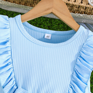 ชุดเดรสพิมพ์ลายดอกไม้หรูหราสำหรับเด็กผู้หญิง 4-8 ปี แขนสั้นระบายน่ารัก โบว์สวยงาม เสื้อผ้าสำหรับงานปาร์ตี้เด็ก - Product Image 3