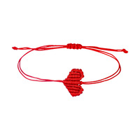 Handgemaakte macramé hartvormige armband voor vrouwen, verstelbaar, geweven koord, vleugelbedel, modieus juweel, Valentijnscadeauset