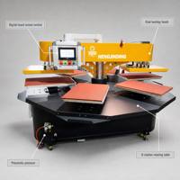 Presse à chaud rotative à double tête 16x24 avec table rotative à 6 stations, presse carrousel multi-stations pour l'impression en gros de t-shirts