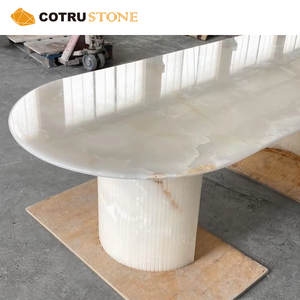 Tùy chỉnh màu trắng tinh khiết ngọc <span class=keywords><strong>Onyx</strong></span> bàn ăn đá tự nhiên hình bầu dục bằng đá cẩm thạch trung tâm bảng hàng đầu cho đồ nội thất nhà trang trí nội thất - Product Image 6