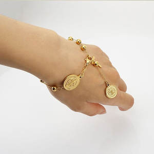 Religious 316L Stainless Steel 14k 18k Gold Plated Catholic <b>Bead</b> <b>Bracelets</b> With Charms Rosary <b>Bracelet</b> for Women <b>Men</b> - Product Image 3