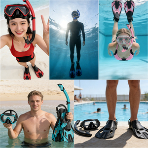 Set de Snorkel Profesional de Silicona para Cara Completa, Máscara de <span class=keywords><strong>Buceo</strong></span> Antivaho e Impermeable con Lente de Vidrio Templado de 3.2mm, Snorkel de Boca Seca - Product Image 3