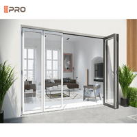 Portes en verre pliantes en aluminium à double battant, porte de bus électrique pliante d'angle, pompe, porte pliante en aluminium