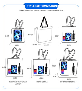 Bolso de lona de Calicó orgánico reutilizable de tela ecológica impresa de tamaño de logotipo personalizado bolsas de compras de algodón - Product Image 6