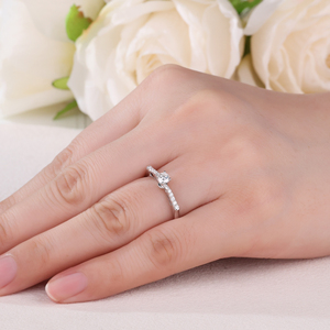 Anillo de compromiso elegante personalizado con diamantes naturales de oro blanco de 18 quilates, regalo de boda chapado en rodio para mujer, uso diario, fiesta cristiana - Product Image 2