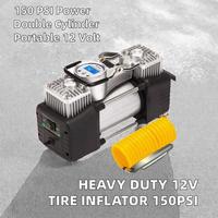 Compresseur d'air portable pour voiture à double cylindre 12V DC, affichage numérique, gonfleur de pneus, moniteur de pression des pneus 150 PSI pour pneus de voiture et de SUV