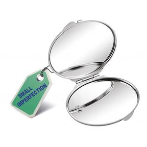 Miroir de poche compact pliable à double grossissement 2x, miroir cosmétique pliable double face à motif cœur, boîte DEFECTIVE ELLIPSE - Product Image 1
