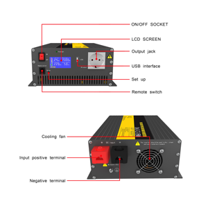 Inversor de Onda Sinusoidal Pura NIUBAILE DAC-CZ-1500 de 1500W 24V CC/CA 50/60Hz para Uso Doméstico <span class=keywords><strong>y</strong></span> <span class=keywords><strong>Automotriz</strong></span>, Inversor de Corriente para Automóvil - Product Image 6