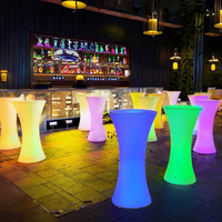 Kursi meja LED bentuk bulat Modern, furnitur Cocktail ringan untuk restoran luar ruangan pesta pernikahan Kelab Malam