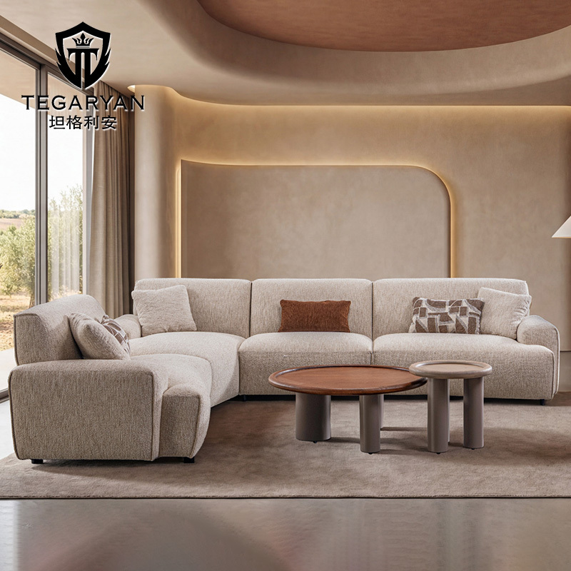 Modern Semicircular Sectional Sofa Set – High-End Fabric Leisure Sofa for Living Room