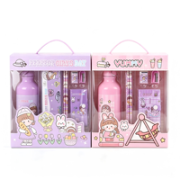 Ensemble de papeterie scolaire pour enfants avec gourde de sport, trousse, cahier, règle, crayons, taille-crayon, gomme – Cadeau pour enfants