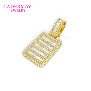 CADERMAY Moissanite Pendant S925 Silver Rectangular Baguette Hip Hop Jewelry Everyday Wear - Product Image 2