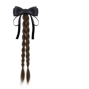 Braided Wig High Ponytail Dark Brown Double Braid <b>Clip</b> In Wig For Women Spring Style - Product Image 5