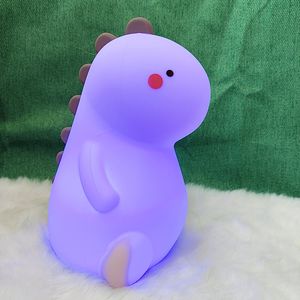 Veilleuse LED tactile en silicone en forme de dinosaure pour chambre d'enfant, lampe de bureau à pression, rechargeable par USB, OEM 2026 - Product Image 1