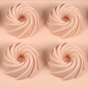 Molde estriado de silicona para pastel, 8 cavidades, diseño de flores en espiral, taza para pastel, molde de silicona grande personalizado