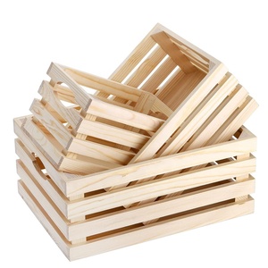 Pack of 3 Decorative Hand Crafted Wood Box Nesting Crate Wooden Nesting Crates with Handles wood crates